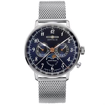 LZ129 Hindenburg Moonphase blank rustfristål Ronda 706B Herre ur fra Zeppelin, 7036M-3